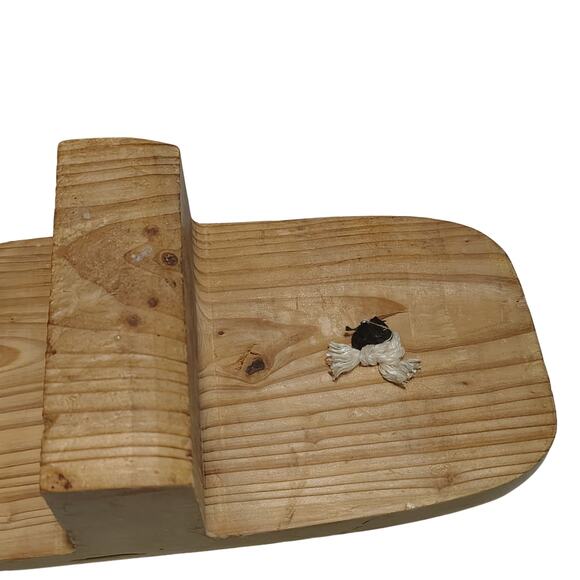 Vintage Traditional Geta Clogs Sandals Brown Wood Black Velvet Thongs Size 10.5 - Picture 8 of 10